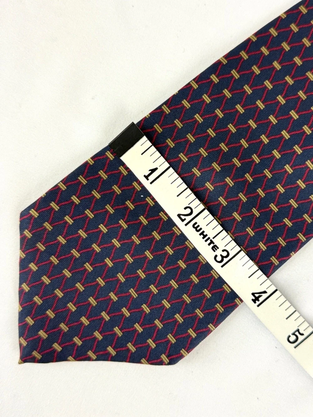 1990s Bert Pulitzer Lord and Taylor Mens Necktie Navy Blue Silk Tie Geometric